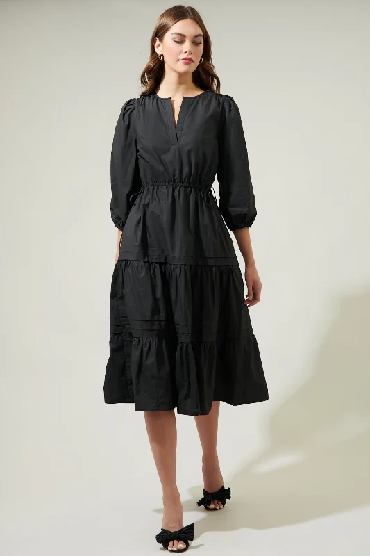 Atelier Poplin Tiered Midi Dress