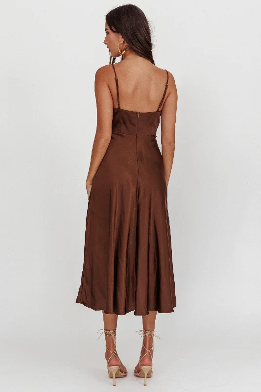 Lake Como A-Line Midi Dress Brown