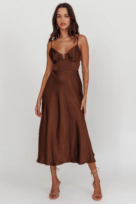 Lake Como A-Line Midi Dress Brown