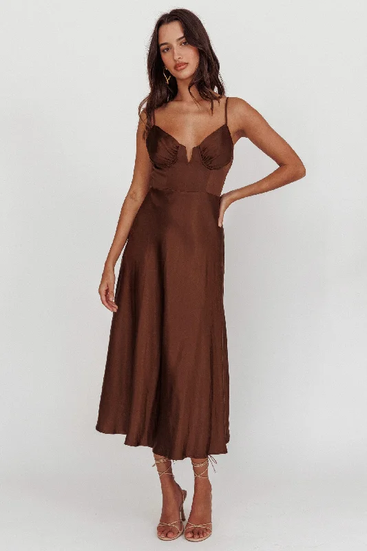 Lake Como A-Line Midi Dress Brown