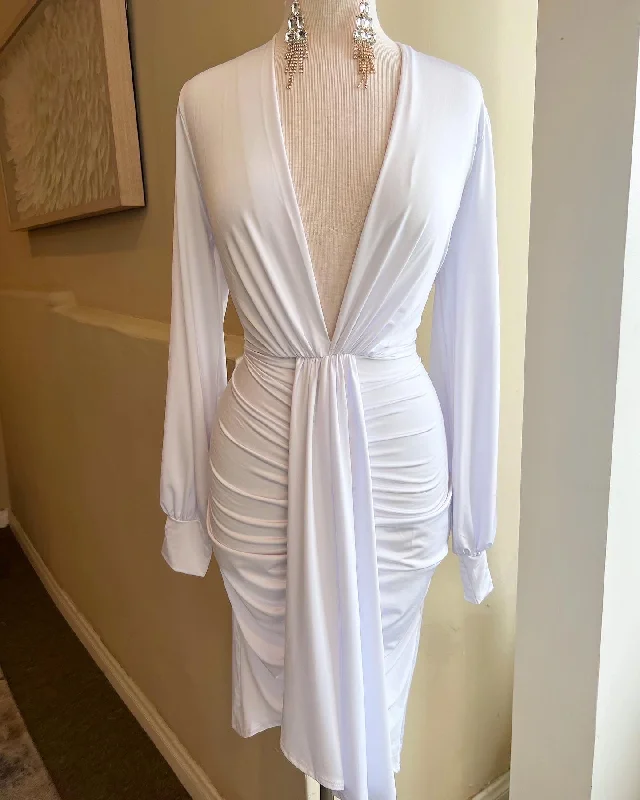 Long Sleeve Front Drape MIDI