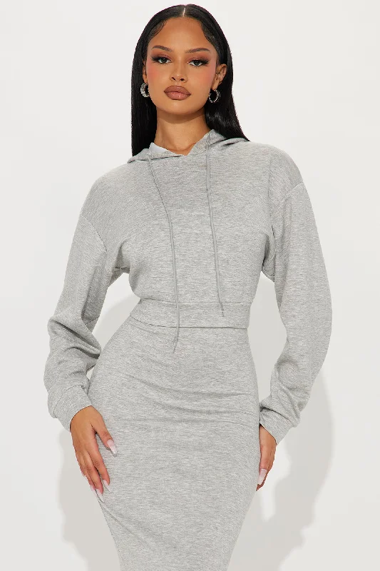 Quinn Sweater Midi Dress Set - Heather Grey