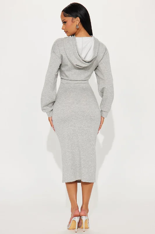 Quinn Sweater Midi Dress Set - Heather Grey