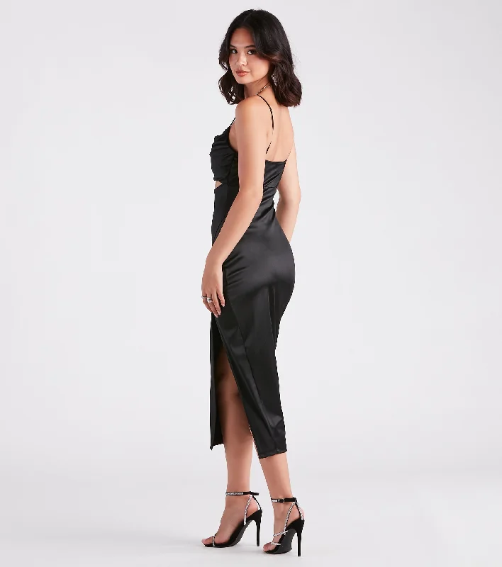 Seona Formal Satin Midi Dress