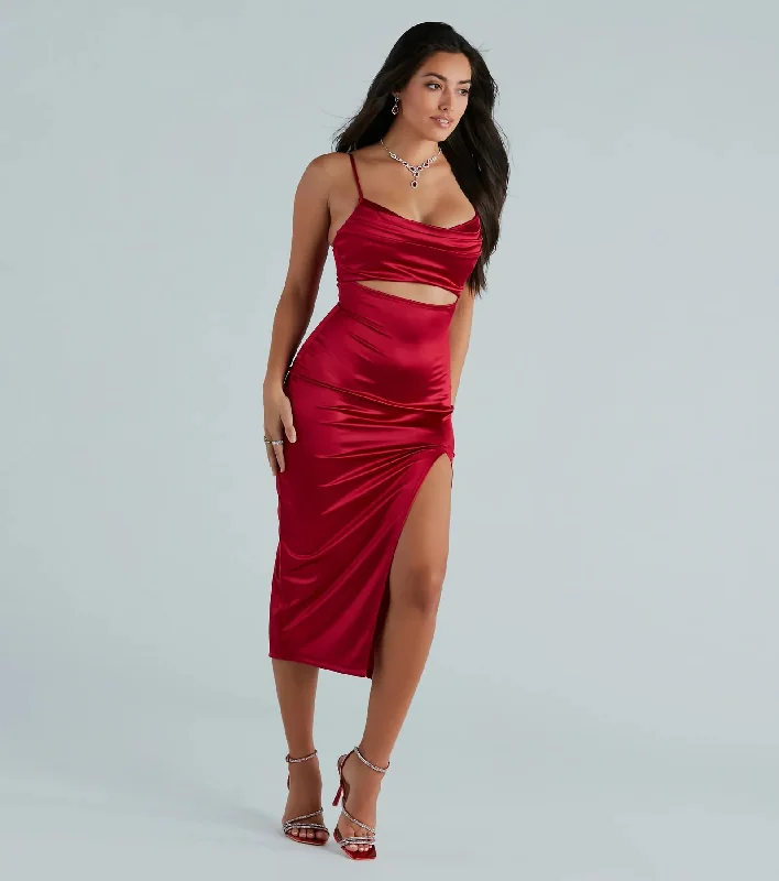 Seona Formal Satin Midi Dress