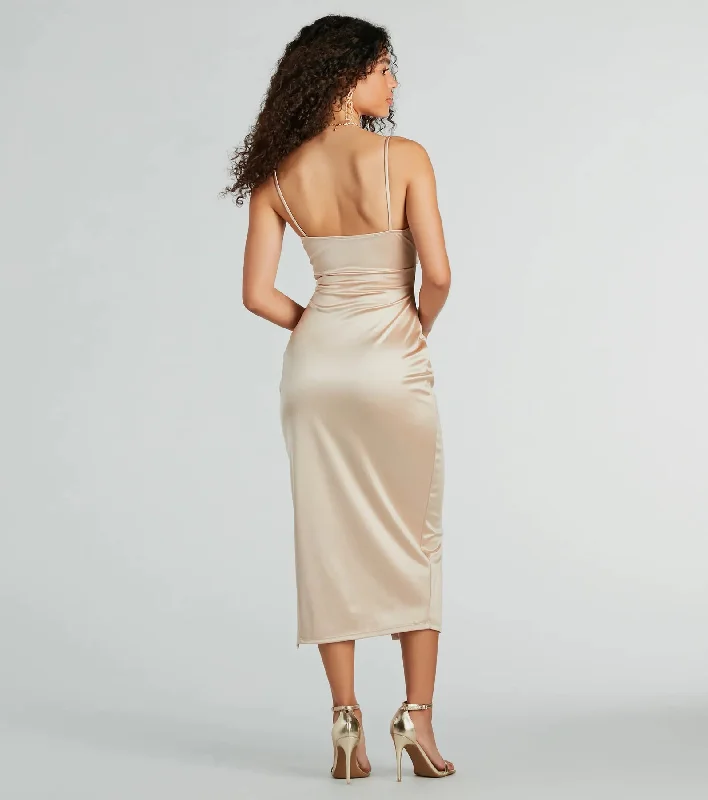 Seona Formal Satin Midi Dress