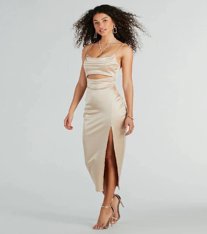 Seona Formal Satin Midi Dress