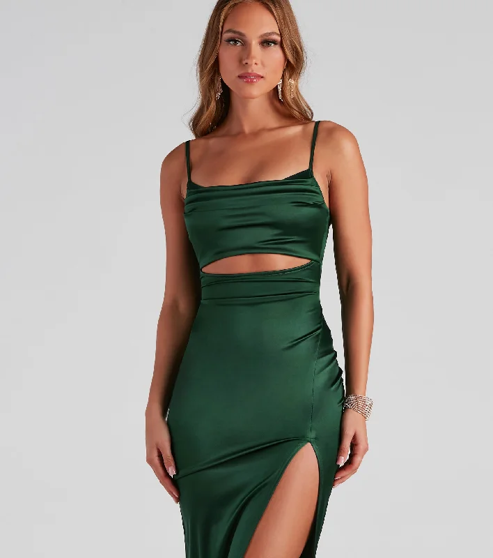 Seona Formal Satin Midi Dress