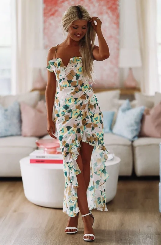 A Vision in Floral Maxi Dress - Green