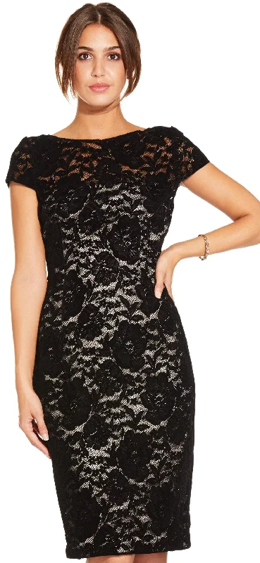 Adrianna Papell - AP1E204098 Floral Lace Cap Sleeve Sheath Dress