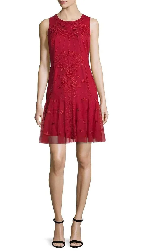 Aidan Mattox - Embroidered Mesh Drop Waist Short Dress 54473380