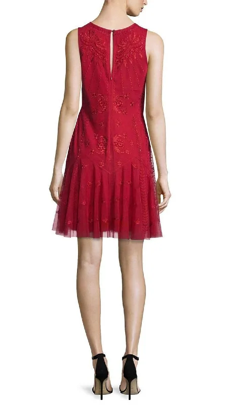 Aidan Mattox - Embroidered Mesh Drop Waist Short Dress 54473380