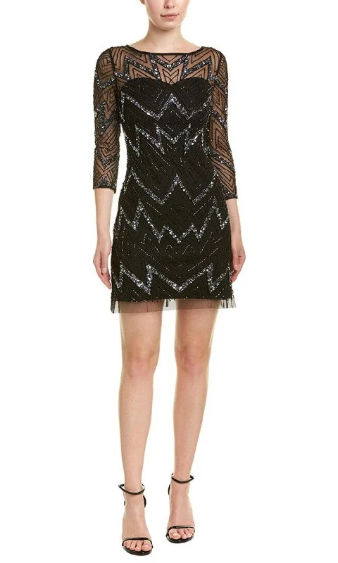 Aidan Mattox - MD1E203483 Sequin Illusion Sheath Dress