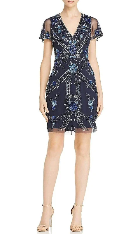 Aidan Mattox - MD1E204369 Short Sleeve Embellished Short Dress