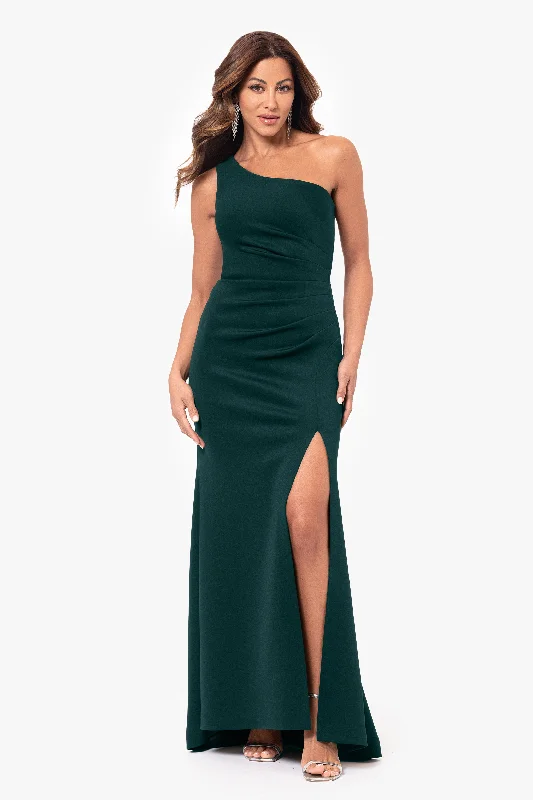 ""Alora"" Long Scuba One Shoulder Gown