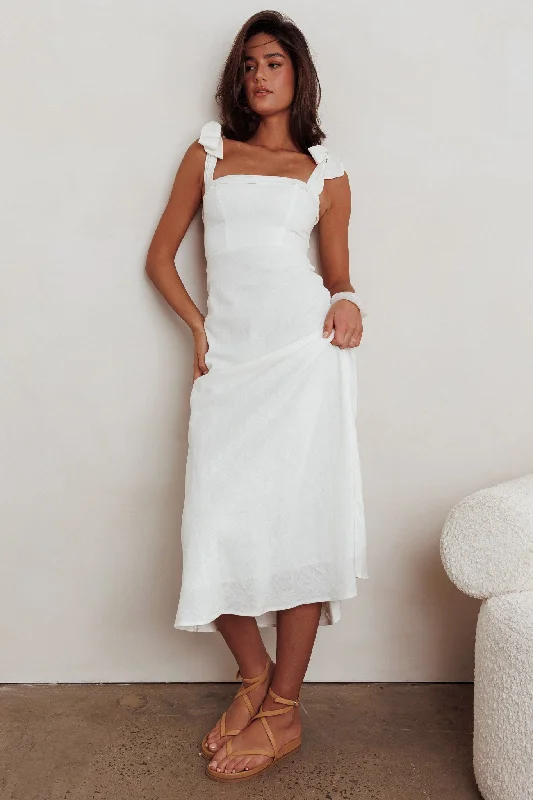 Appreciate You Tied Shoulder Maxi Dress White