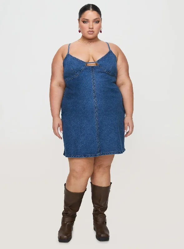 Arwen Denim Mini Dress Blue Curve