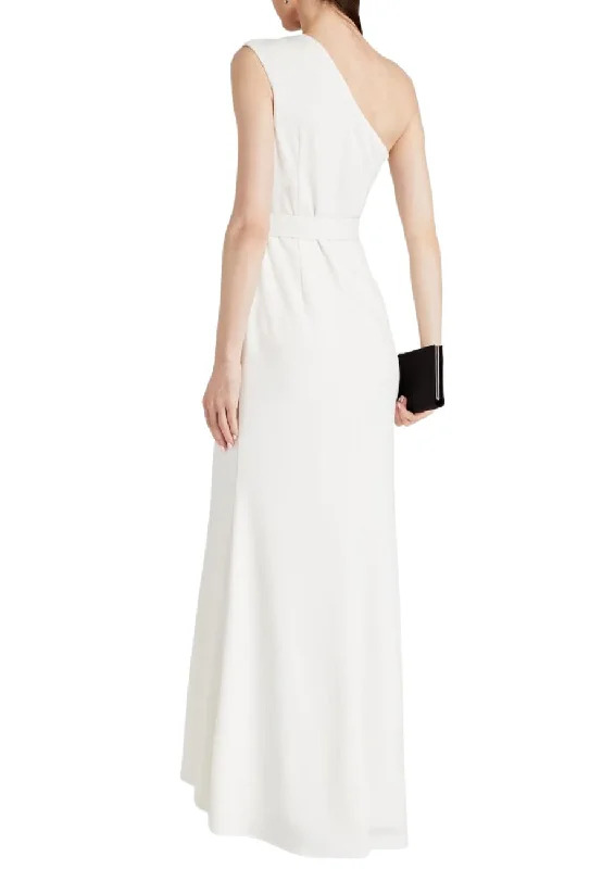 White One Shoulder Belted Gown (US 2)