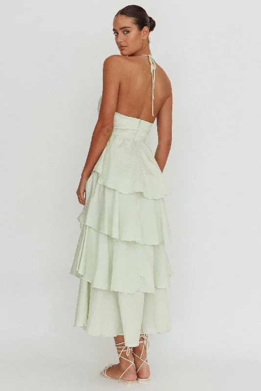 Catalina Tiered Ruffle Maxi Dress Sage