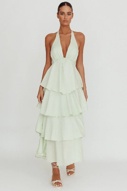 Catalina Tiered Ruffle Maxi Dress Sage