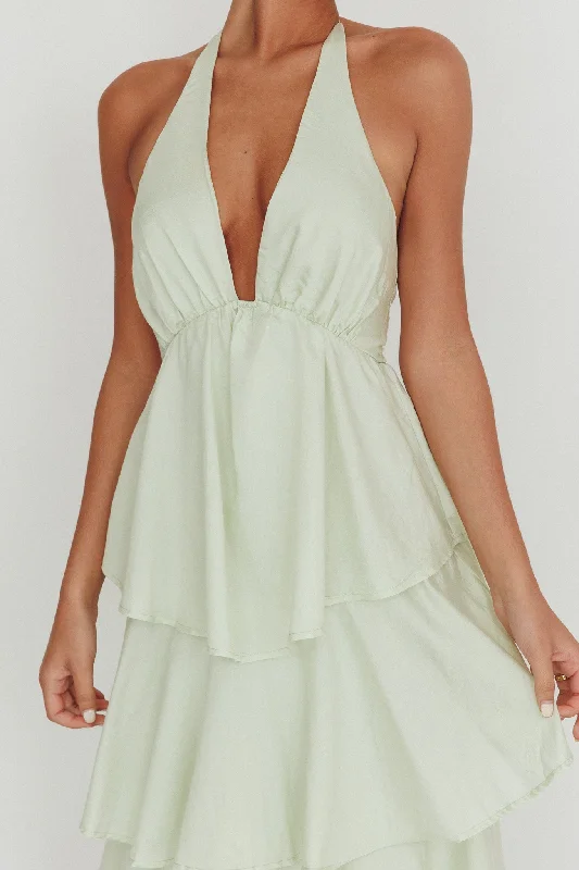 Catalina Tiered Ruffle Maxi Dress Sage