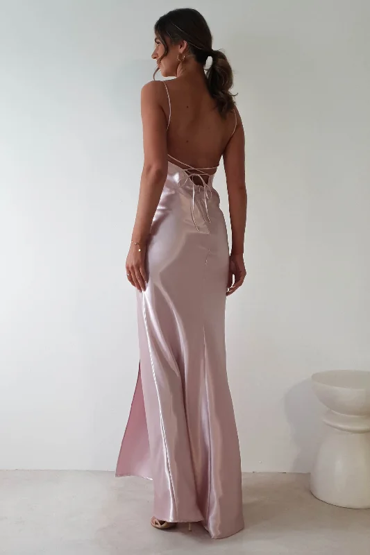 Celinee Satin Maxi Gown | Rose