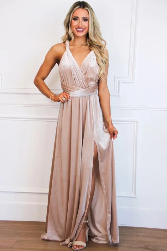 Classic Wrap Maxi Dress: Champagne VELVET