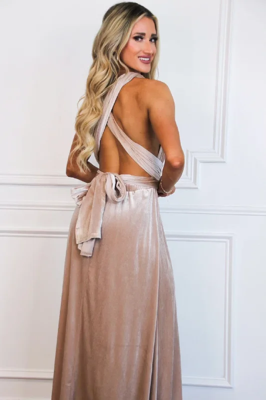 Classic Wrap Maxi Dress: Champagne VELVET