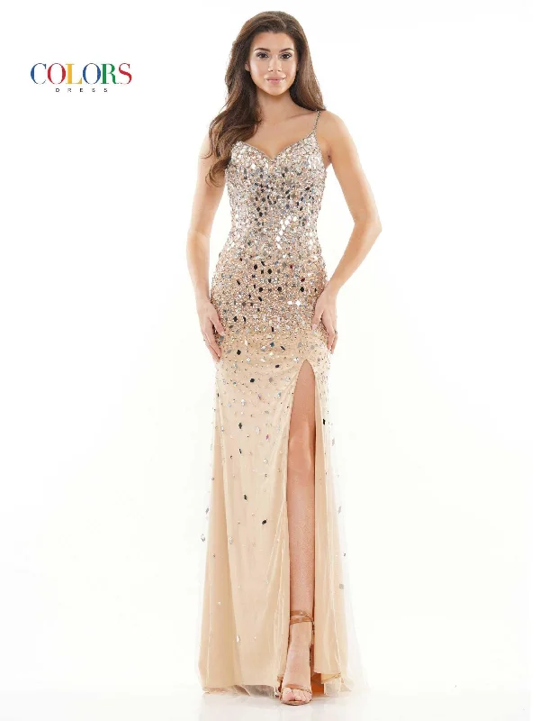 Colors 2724 Colors Prom Long Spaghetti Strap Formal Dress