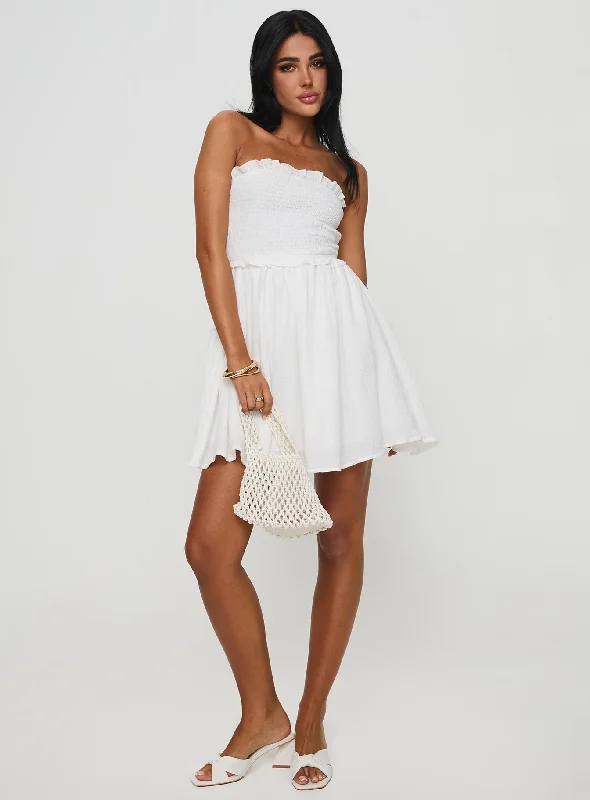 Evangelos Strapless Mini Dress White