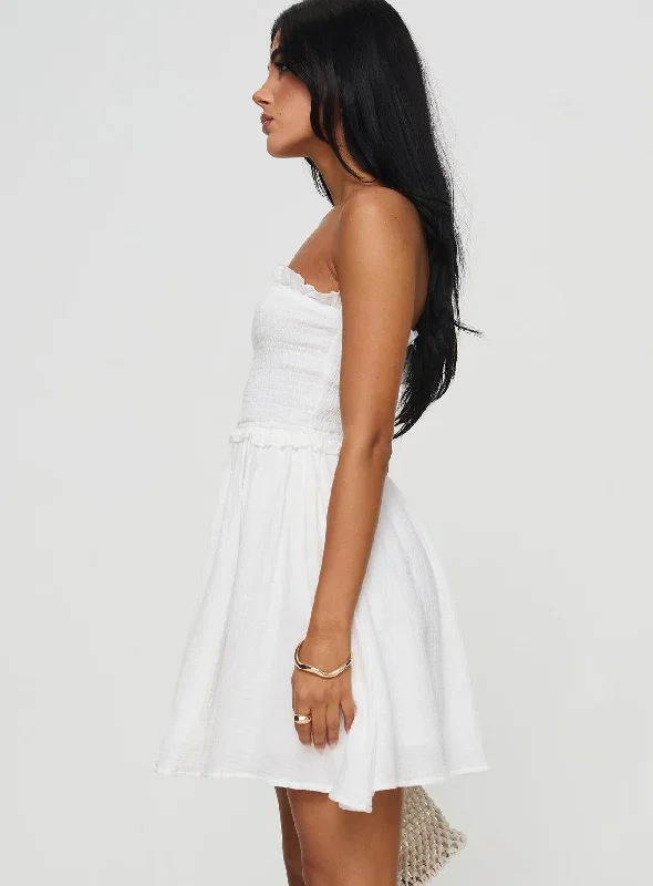 Evangelos Strapless Mini Dress White