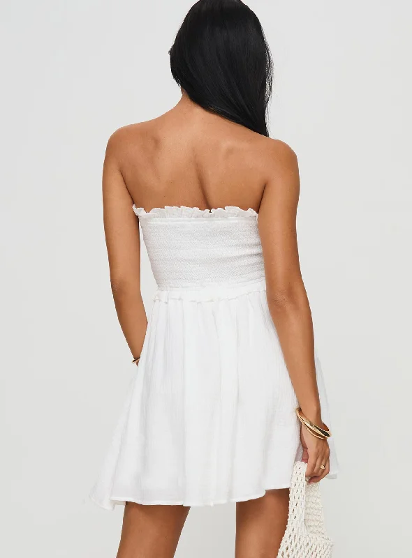 Evangelos Strapless Mini Dress White