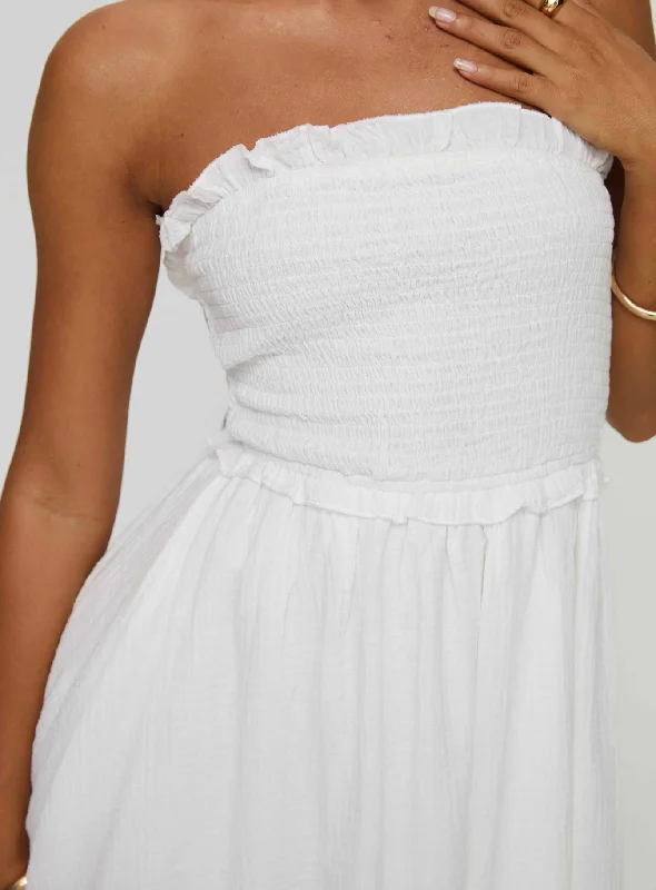 Evangelos Strapless Mini Dress White