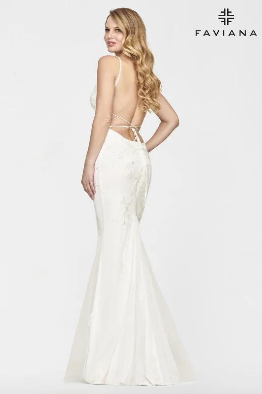 Faviana Long Lace Prom Dress S10633