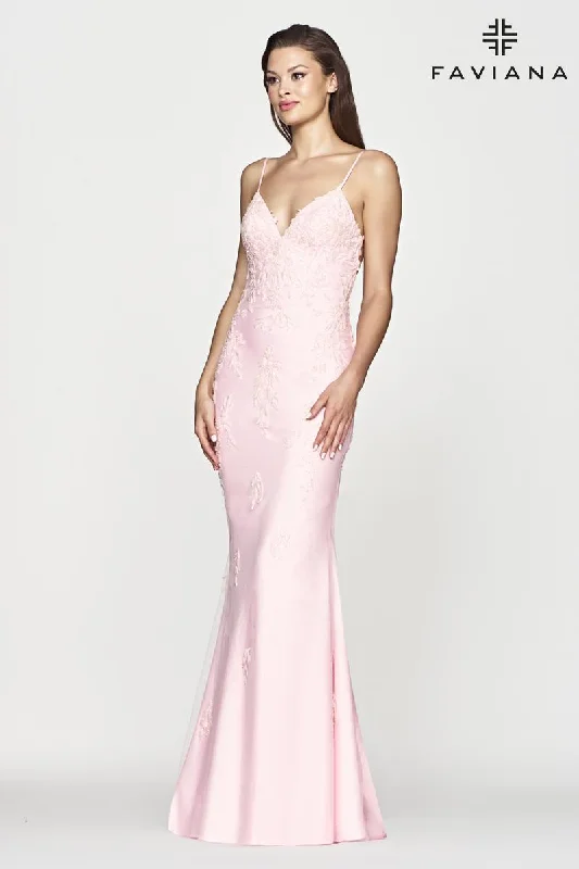 Faviana Long Lace Prom Dress S10633