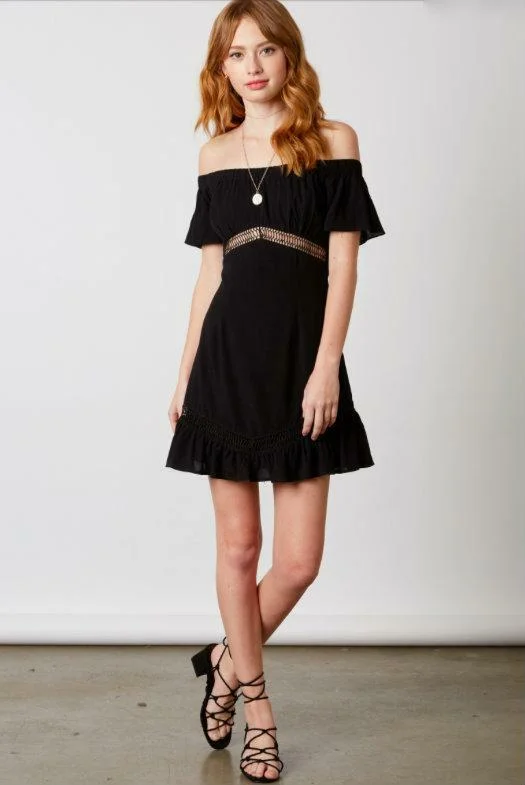 Femme Off-the-Shoulder Black Dress