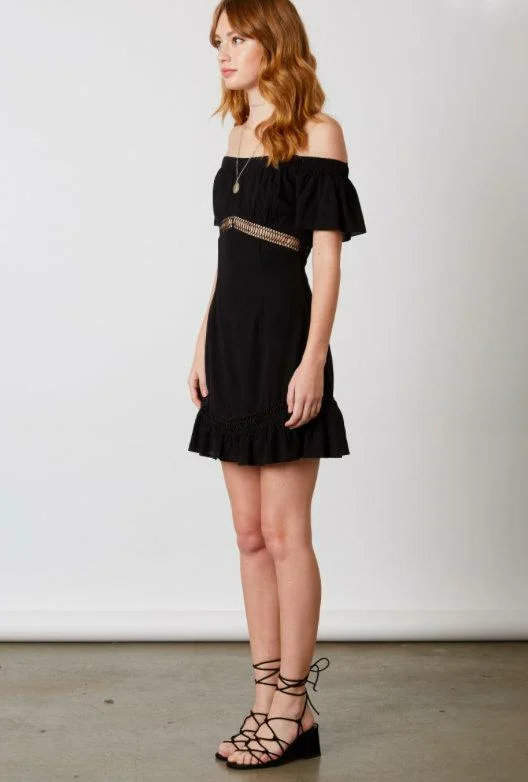 Femme Off-the-Shoulder Black Dress