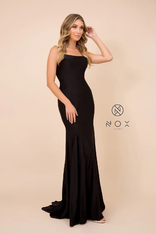 Fitted mermaid jersey gown and lace up low back_C301 BY NARIANNA