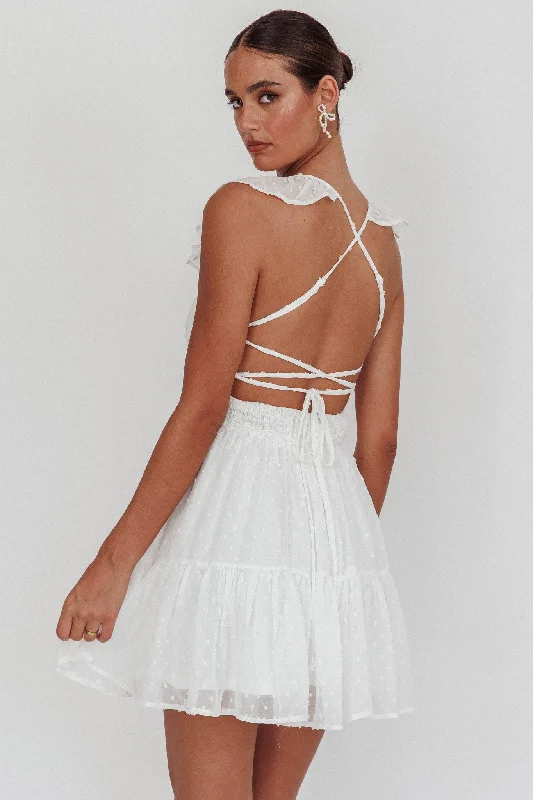 Franki Strappy Back Mini Dress Hail Spot White