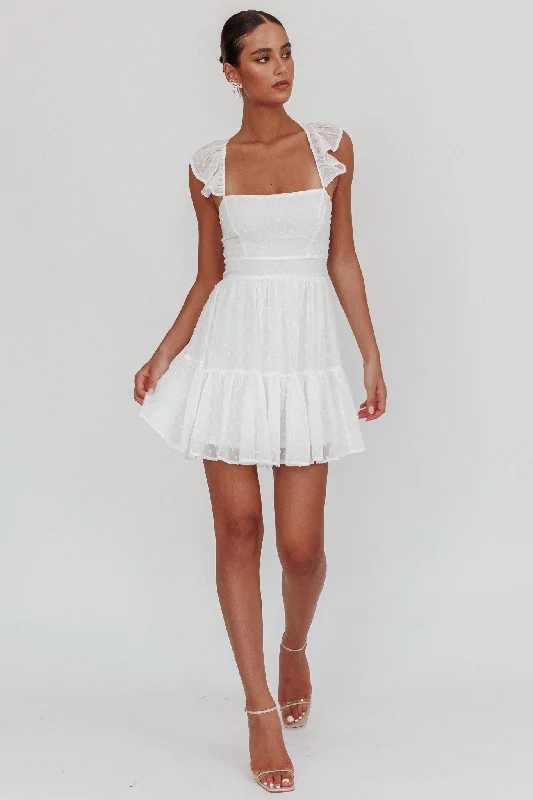 Franki Strappy Back Mini Dress Hail Spot White