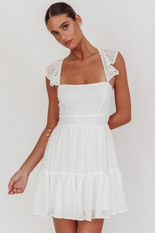 Franki Strappy Back Mini Dress Hail Spot White