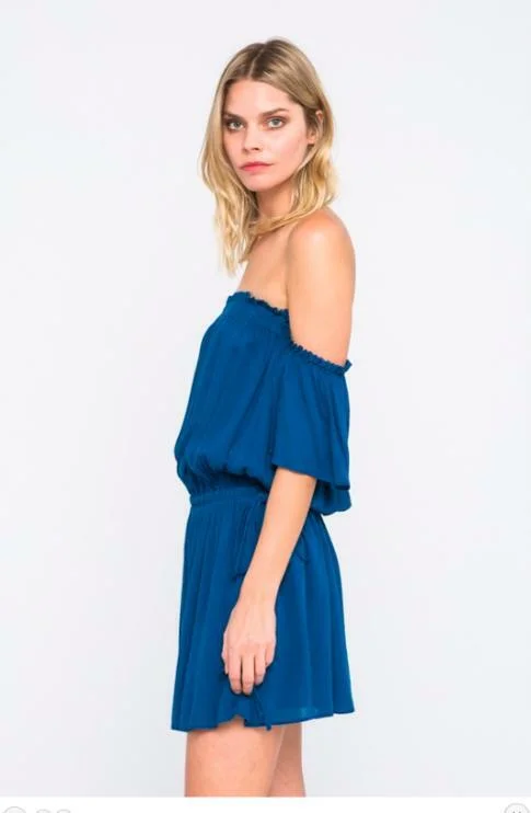 Frankie Says Aegean Blue Off-the-Shoulder Mini Dress