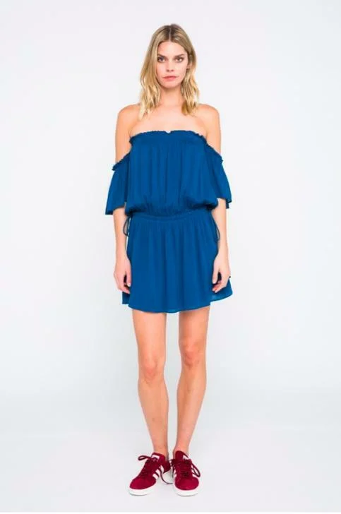 Frankie Says Aegean Blue Off-the-Shoulder Mini Dress