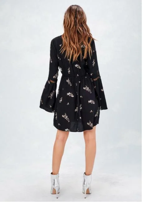 Getting To Know You Black and Tan Floral Shift Dress