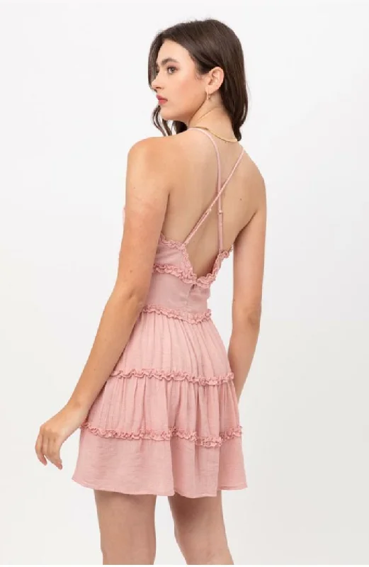 Gina Blush Pink Ruffle Mini Dress