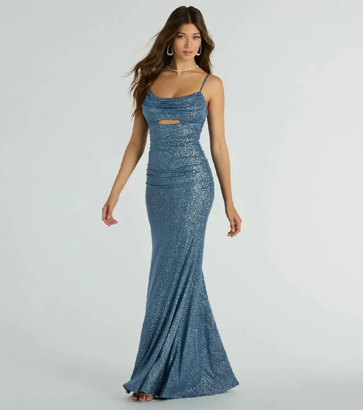 Harley Sleeveless Cutout Mermaid Glitter Formal Dress