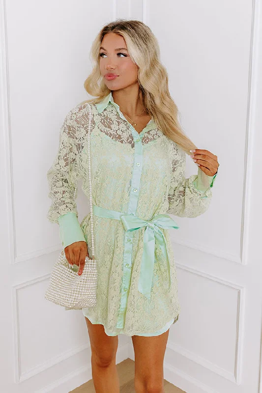 It's In The Details Lace Mini Dress in Mint