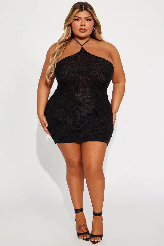 Jackie Crochet Mini Dress - Black