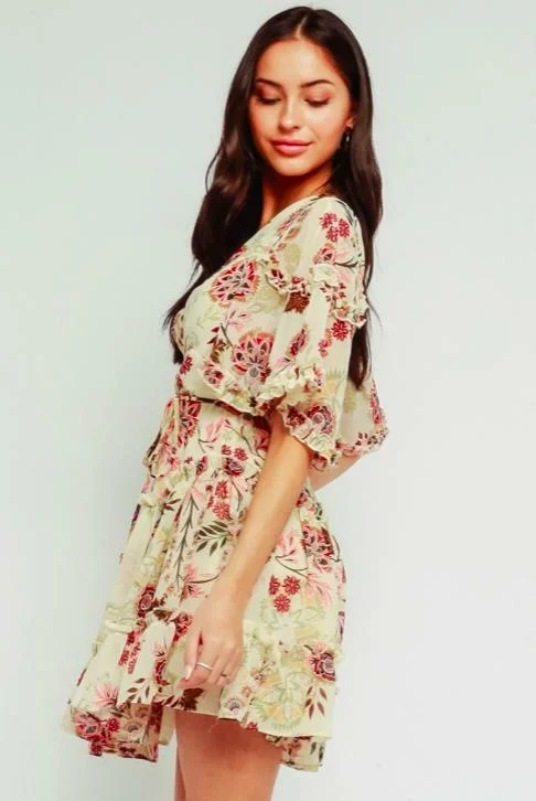 Jess Wild Botanical Floral Print Ruffle Dress