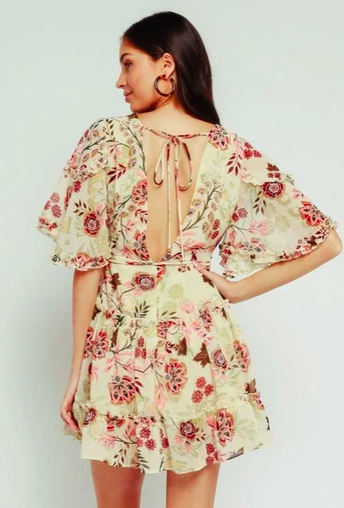 Jess Wild Botanical Floral Print Ruffle Dress